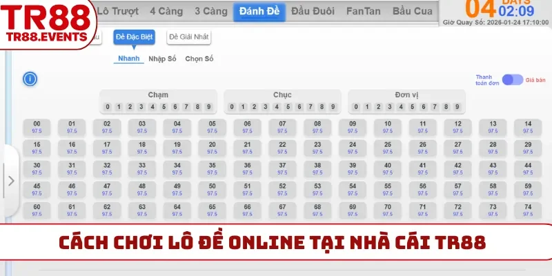 Cách chơi lô đề online tại nhà cái TR88